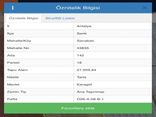 SERİK SARIABALI.DA SATILIK TARLA