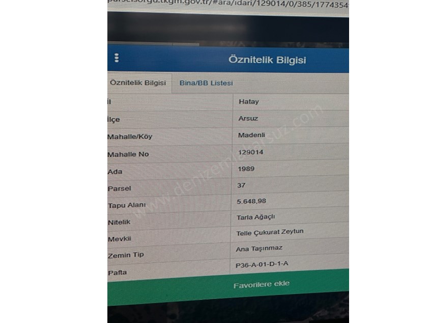 ARSUZ MADENLİ MAHALLESİNDE HADO KARŞISI ANA YOLDA 1500 metre MESAFE SATILIK 5600 m2 TARLA