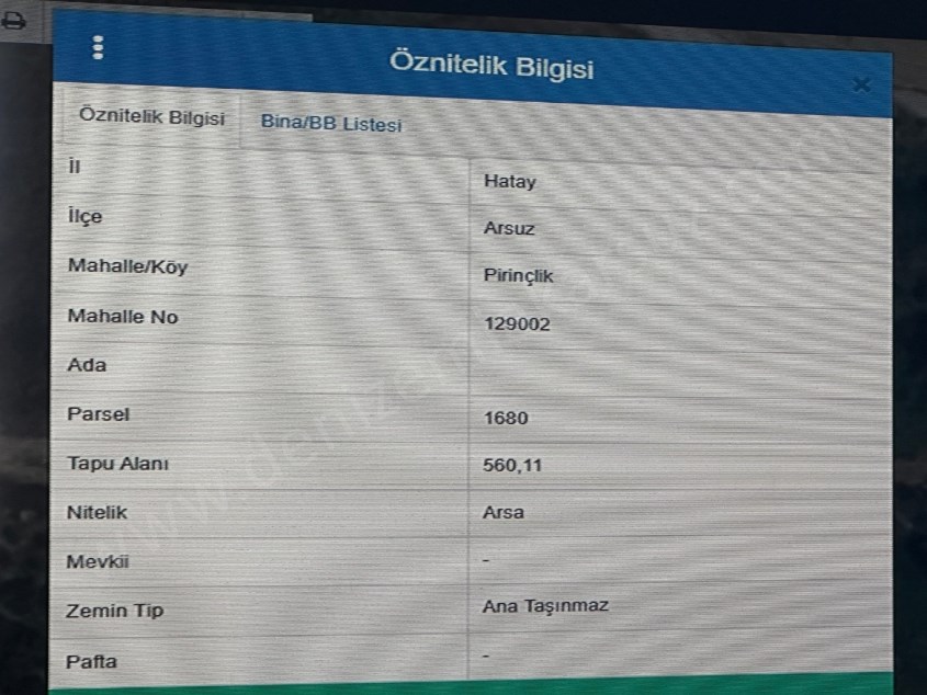 ARSUZ Büyükdere Mahallesi’nde denizden 800 metre içeride satılık 427 metre² arsa