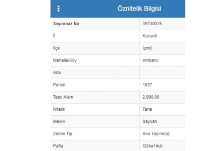 Satılık Arazi İzmit Ambarcı Kocaeli