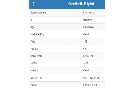 Satılık Arsa Adapazarı Kaynarca Kertil
