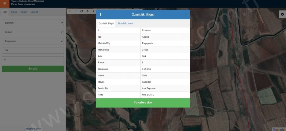 Dadaşkent Aziziye Satılık Tarla | 1.800.000Tl Resim-1