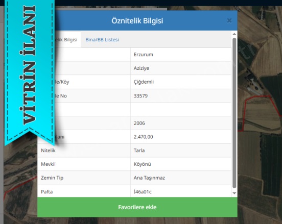 Dadaşkent Aziziye Satılık Tarla | 1.800.000Tl Resim-2