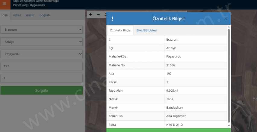 Aziziye Paşayurdunda Satılık Tarla Lar Çınardan ilan No:5087 Dadaşkent