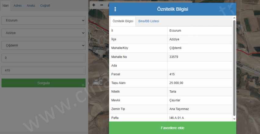 Dadaşkentte Satılık Tarla Yola Yakın Çınardan ilan No: 5096 Aziziye