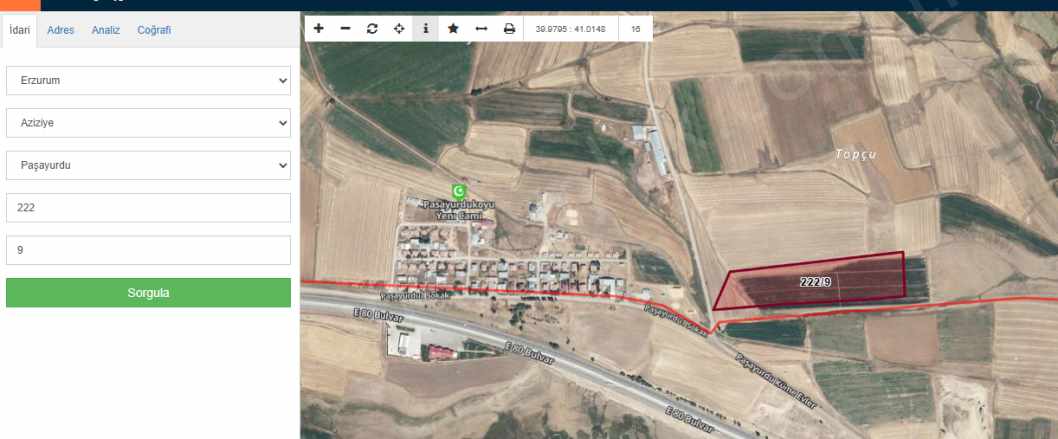 Paşayurdunda Yola Cepheli Satılık Tarla Çınardan ilan No: 5103 Aziziye Dadaşkent