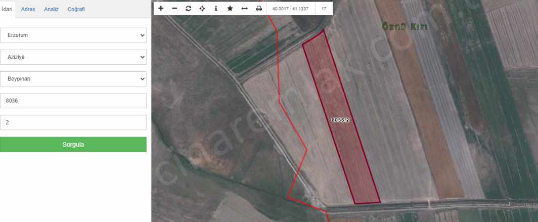 Beypınarında Satılık Tarla Çınardan ilan No: 5140 Aziziye Dadaşkent