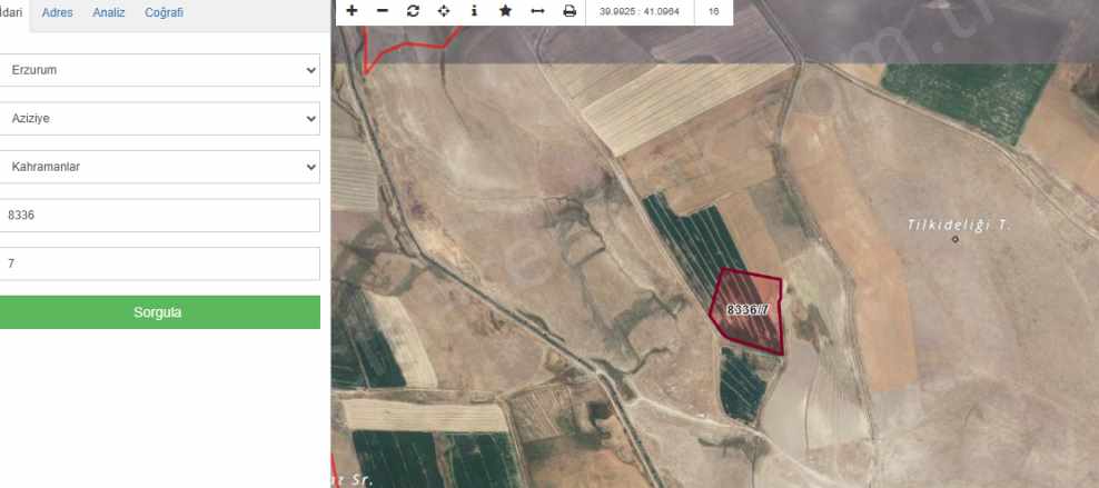 Kahramanlar Mahallesinde Satılık Tarla Çınardan ilan No:5145 Aziziye Dadaşkent