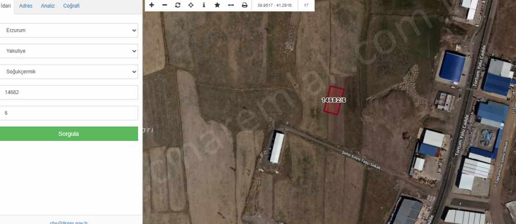 Çınardan Sanayi Çevresinde Ticari imarlı Satılık Arsa 1460 Yakutiye Mah