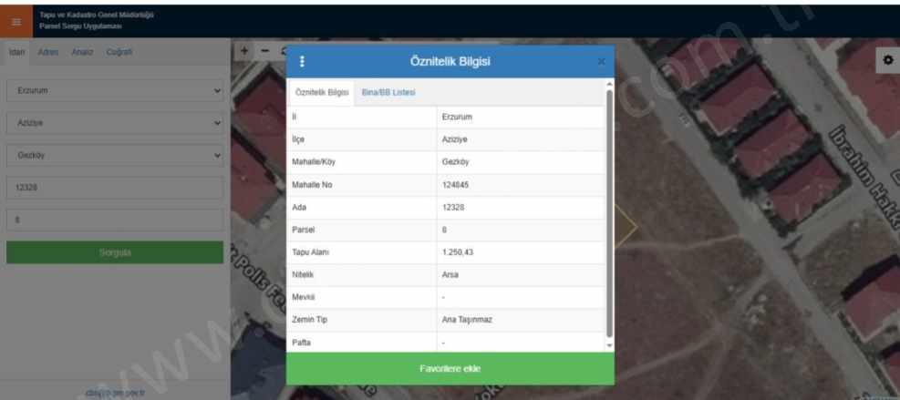 Gez Köyde Konut imarlı Satılık Arsa Çınardan 3307 Aziziye Dadaşkent