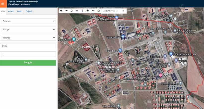 Dadaşkent Yarımcada Villa imarlı Satılık Arsa Çınardan 3490 Aziziye
