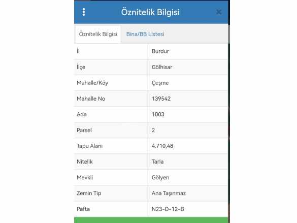 Satılık Tarla Burdur Gölhisar Çeşme