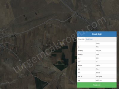 Talas Süleymanlıda Satılık Tarla 3 Dönüm Mengücek
