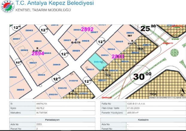 Altıayak Mah. Kepez Satılık Arsa |  400M2 5.200.000Tl İmarlı  Resim-1