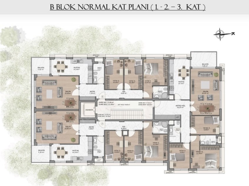  MEYDANKAVAĞINDA SİTE İÇİ LÜKS 3+1 DAİRE