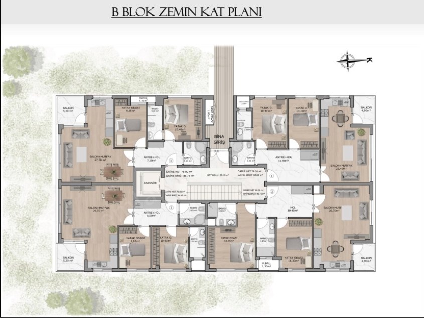  MEYDANKAVAĞINDA SİTE İÇİ LÜKS 3+1 DAİRE