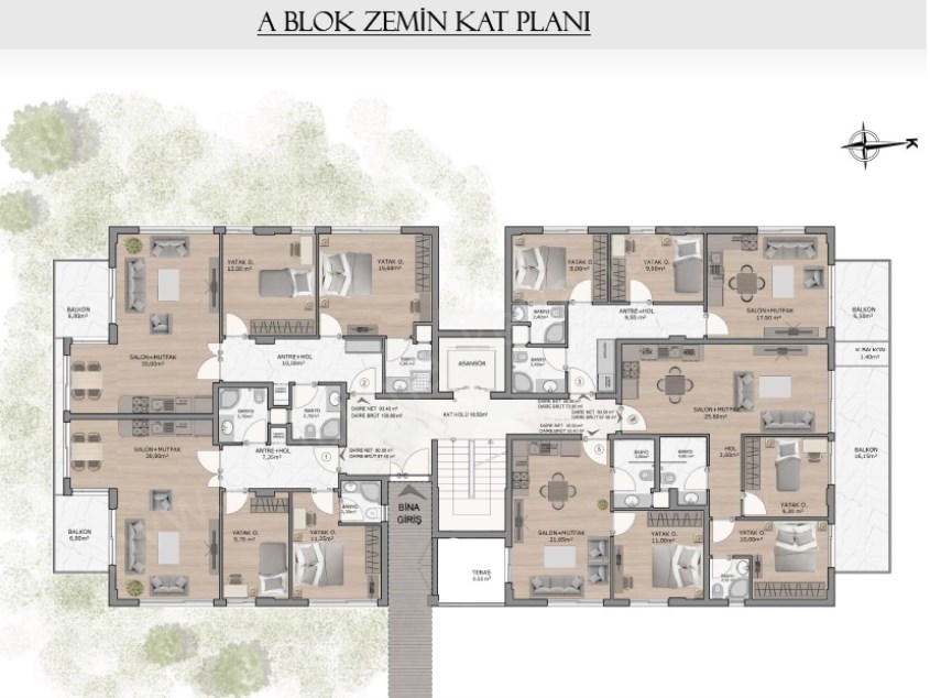 MEYDANKAVAĞINDA SİTE İÇİ LÜKS 2+1 DAİRELER