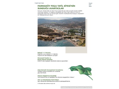 Kaçırılmayacak Fiyatlarla 1+1 Satılık Devremülk Foça Eskifoça