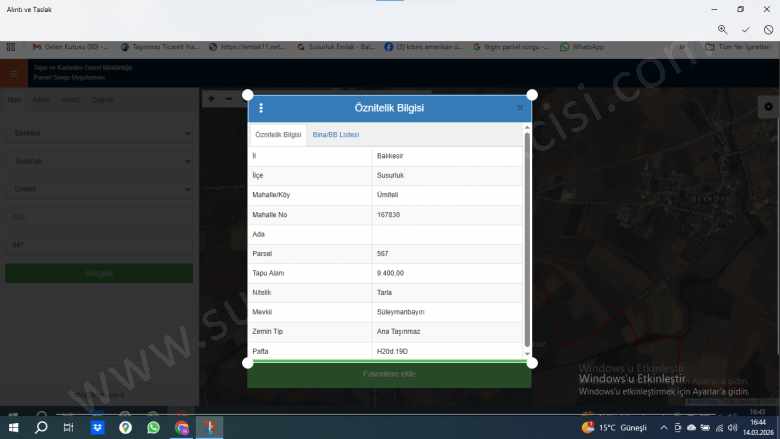 Susurluk Ümiteli Köyü Okçugöl Kavşağında Satılık Tarla Mah