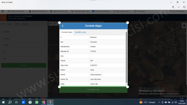 Ümiteli Mah. Susurluk Satılık Tarla |  9400M2 1.500.000Tl Resim-2
