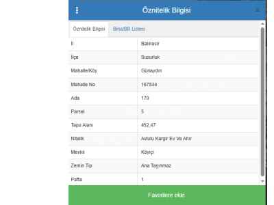  For Sale in  Turkey, Balikesir, Susurluk, Gunaydin neighborhood , 472 m2