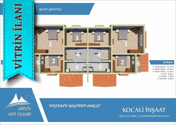 Fatih Sultan Mehmet Mah. Kartepe Satılık Villa |  6+1 Oda | 224M2 0Tl  Krediye Uygun  | Kombi | 3 Banyo | 4 Yatak Odası Resim-2