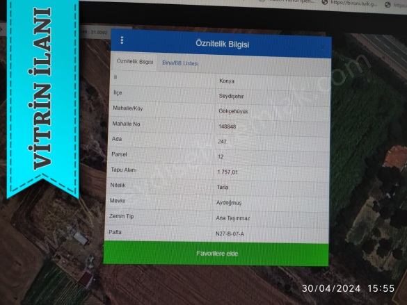 Gökçehüyük Mah. Seydişehir Satılık Tarla |  1757M2 0Tl Resim-4