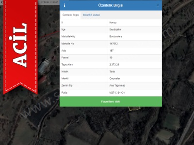 Bostandere Mah Acil Satılık Tarla Konya Seydişehir