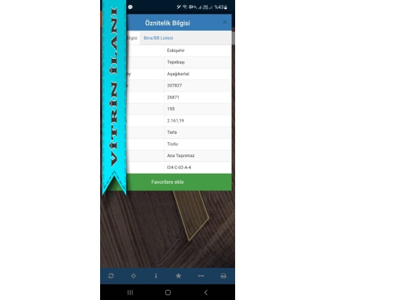 Aşağıkartal Mah. Tepebaşı Satılık Tarla |  2100M2 475.000Tl Resim-1