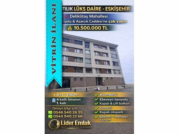 Eskişehir Deliklitaş Mahallesi Hamamyolu Caddesi Yakını Satılık Daire 4+1 Odunpazarı