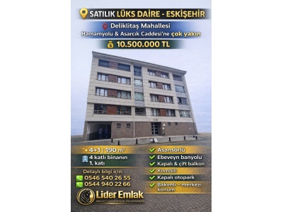 Eskişehir Deliklitaş Mahallesi Hamamyolu Caddesi Yakını Satılık Daire 4+1 Odunpazarı Mah