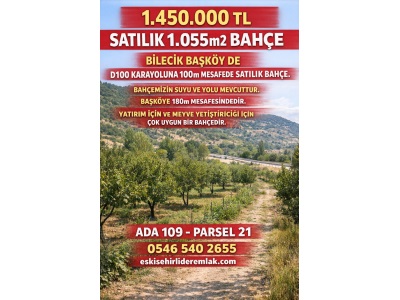 Bilecik Başköy De Satılık Bağ 1 055M2 Bahçe Merkez Köyü