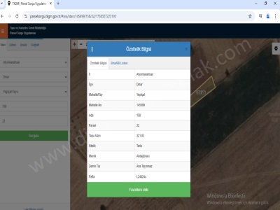 Satılık Tarla Afyon Dinar Yeşilçat Köyü
