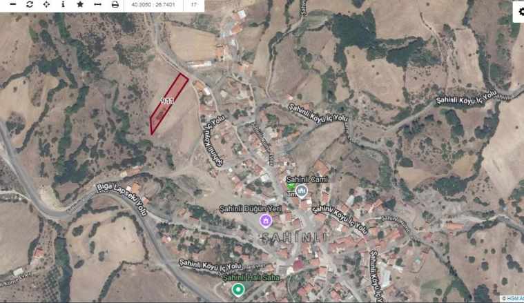 Çanakkale Lapsekide Satılık Konut imarlı Arsa 1681 M2 Şahinli Köyü
