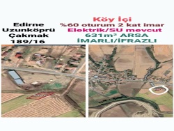 Uzunköprü Çakmak Köyü Satılık Konut İmarlı Arsa 631 M2
