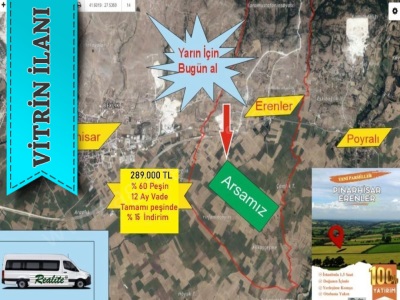 Pınarhisar Erenlerde Satılık Taksitle Arsa Parseller 265 M2 İle 415 Arası Erenler Köyü