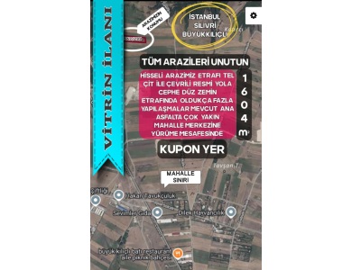 İstanbul Silivri Büyükkılıçlıda Satılık Hisseli Parsel 1604 M2 Hisse Büyük Kılıçlı Mah