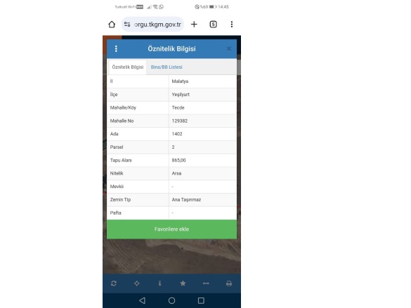 Tecde Mah. Yeşilyurt Satılık Arsa |  865M2 6.500.000Tl İmarlı  Resim-1