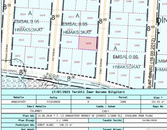 İslambey Mah. Arnavutköy Satılık Arsa |  151M2 3.300.000Tl Resim-2