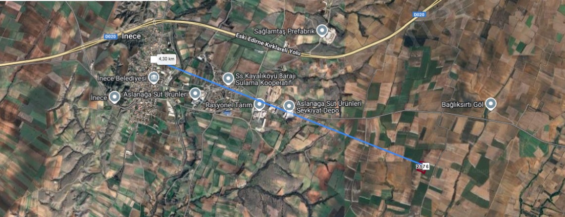 Kazımpaşa Mah-İnece Köyü. Kırklareli Satılık Tarla |  319M2 150.000Tl Resim-2