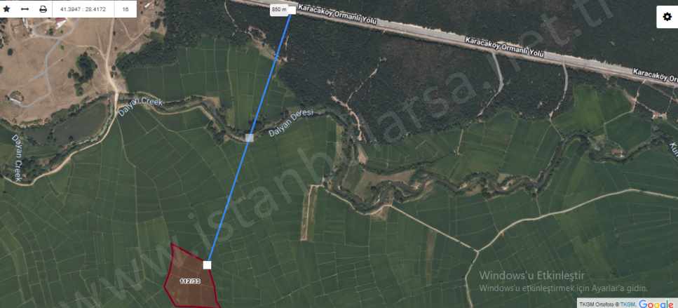 Çatalca Ormanlı Satılık Tarla Arsa 3 837 M2 Hisseli Yolu Var Mah