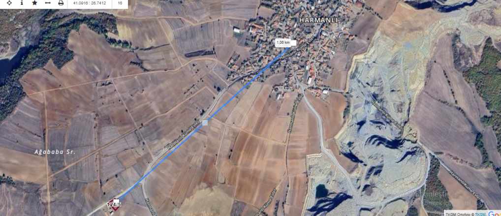 Edirne Uzunköprü Harmanlı Köyünde Satılık Tarla 1 124 M2 Müstakil Asfalt Cd Cephe