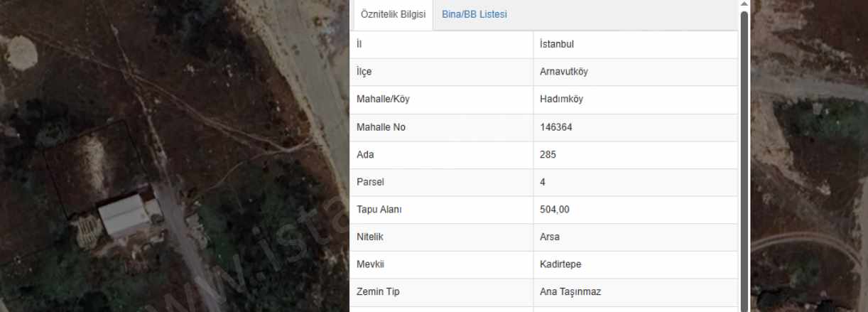 Arnavutköy Hadımköyde Satılık Arsa 504 M2 Tek Tapu Evlerin Yakını Hadımköy Mah