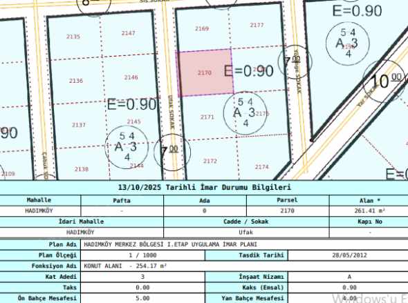 Arnavutköy Hadımköyde Satılık Arsa 261 M2 Müstakil 3 Kat imarlı Hadımköy Mah