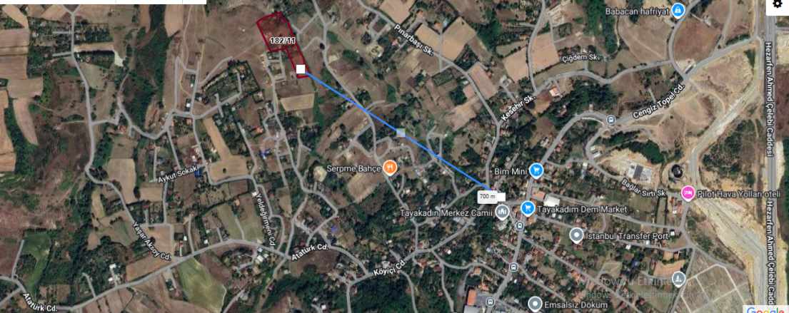 Arnavutköy Tayakadın Satılık Tarla Arsa 640 M2 Hisseli Çaplı Merkezde Evlerin Yakını Mah