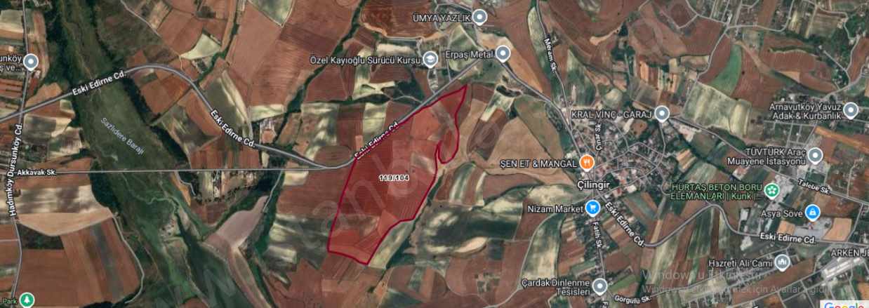 Arnavutköy Çilingirde Satılık Tarla Arsa 7000 M2 Eski Edirne Asfaltına Cephe Hisseli imarlı Çilingir Mah