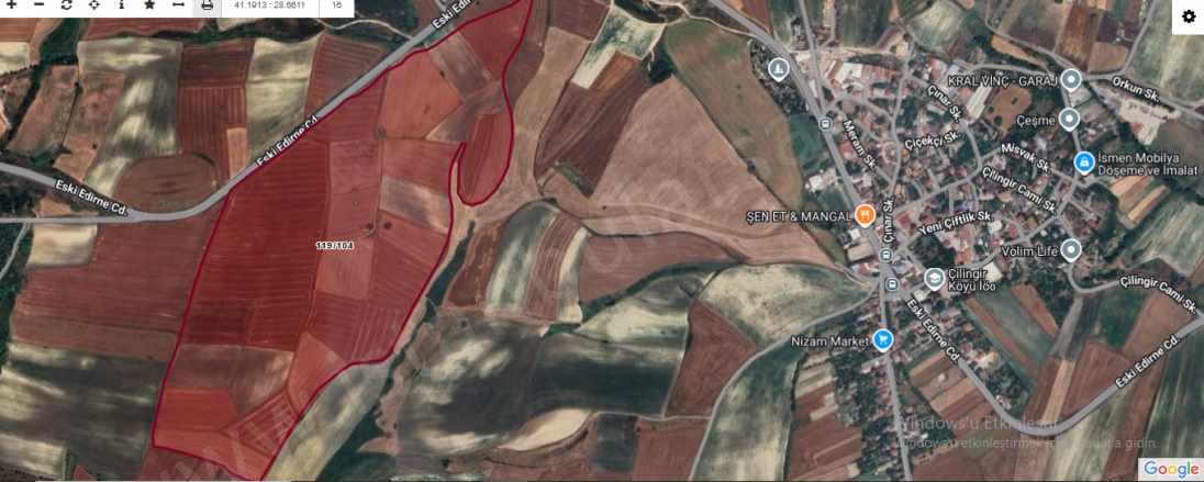 Arnavutköy Çilingirde Satılık Tarla Arsa 7000 M2 Eski Edirne Asfaltına Cephe Hisseli imarlı Çilingir Mah