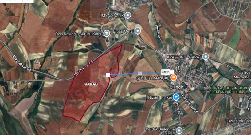 Arnavutköy Çilingirde Satılık Tarla Arsa 7000 M2 Eski Edirne Asfaltına Cephe Hisseli imarlı Çilingir Mah