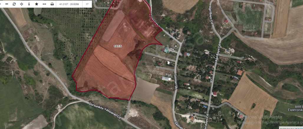 Arnavutköy Dursunköyde Satılık Tarla Arsa 483 M2 Hisseli Caddeye Yakın Dursunköy Mah