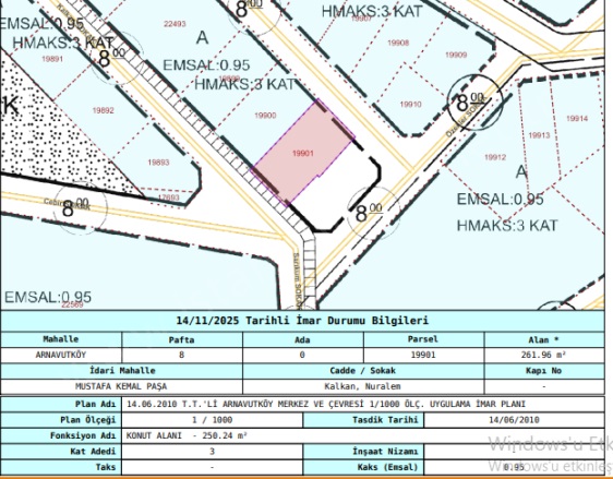 Mustafa Kemal Paşa Mah. Arnavutköy Satılık Arsa |  262M2 9.900.000Tl Resim-4